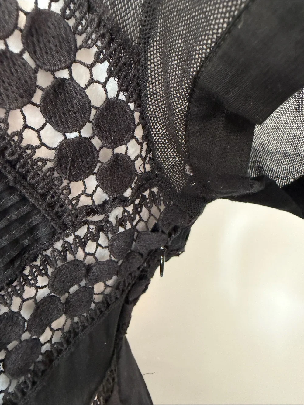 Free People Black Lace Cap Sleeve Whimsigoth Mini Dress Size 12 - Picture 7 of 14